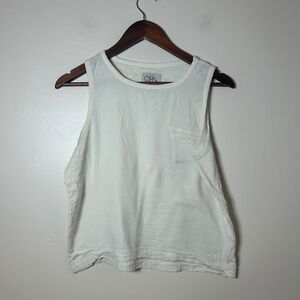 CHASOR Women's White Sleeveless Pocket Tank Top Size S